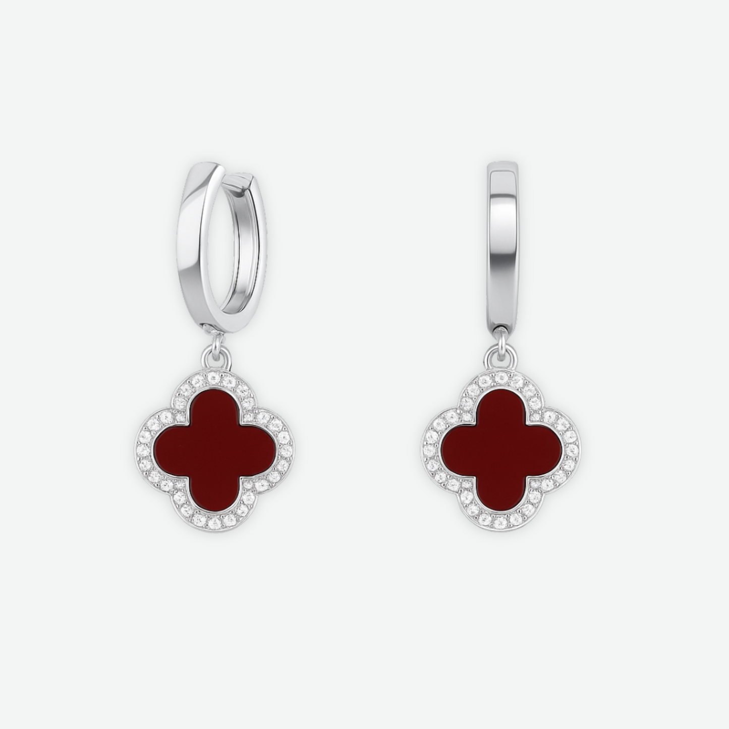 TRINITY - WHITE GOLD / DIAMOND RED EARRINGS