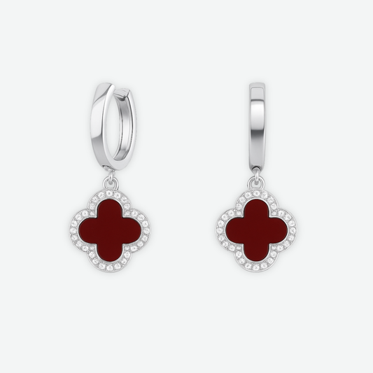 TRINITY - WHITE GOLD / DIAMOND RED EARRINGS