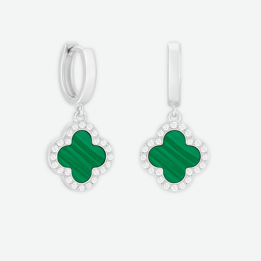 TRINITY - WHITE GOLD / DIAMOND GREEN EARRINGS