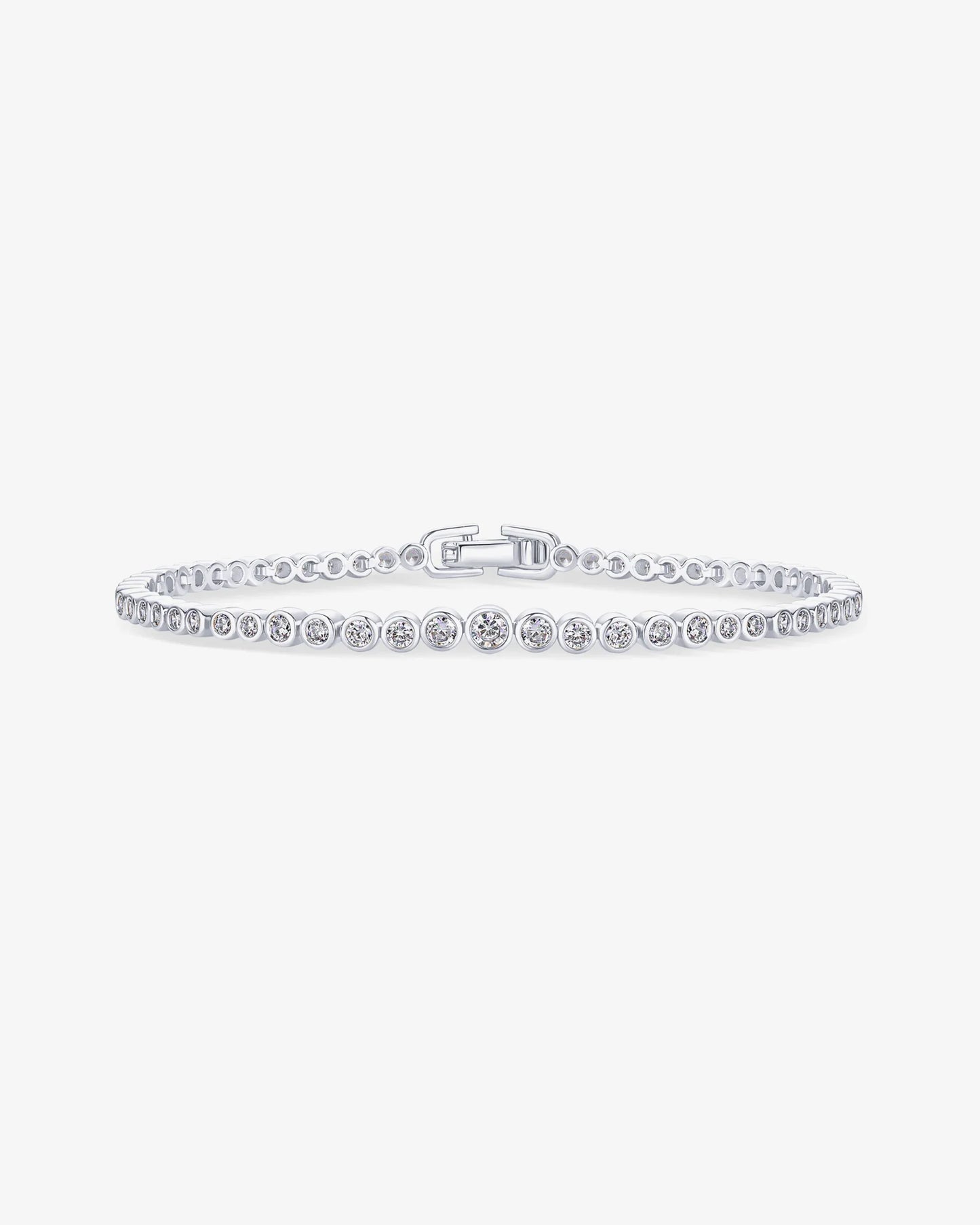 Elegant 925 Silver Circle Tennis Bracelet with Round-Cut Sparkling Stones