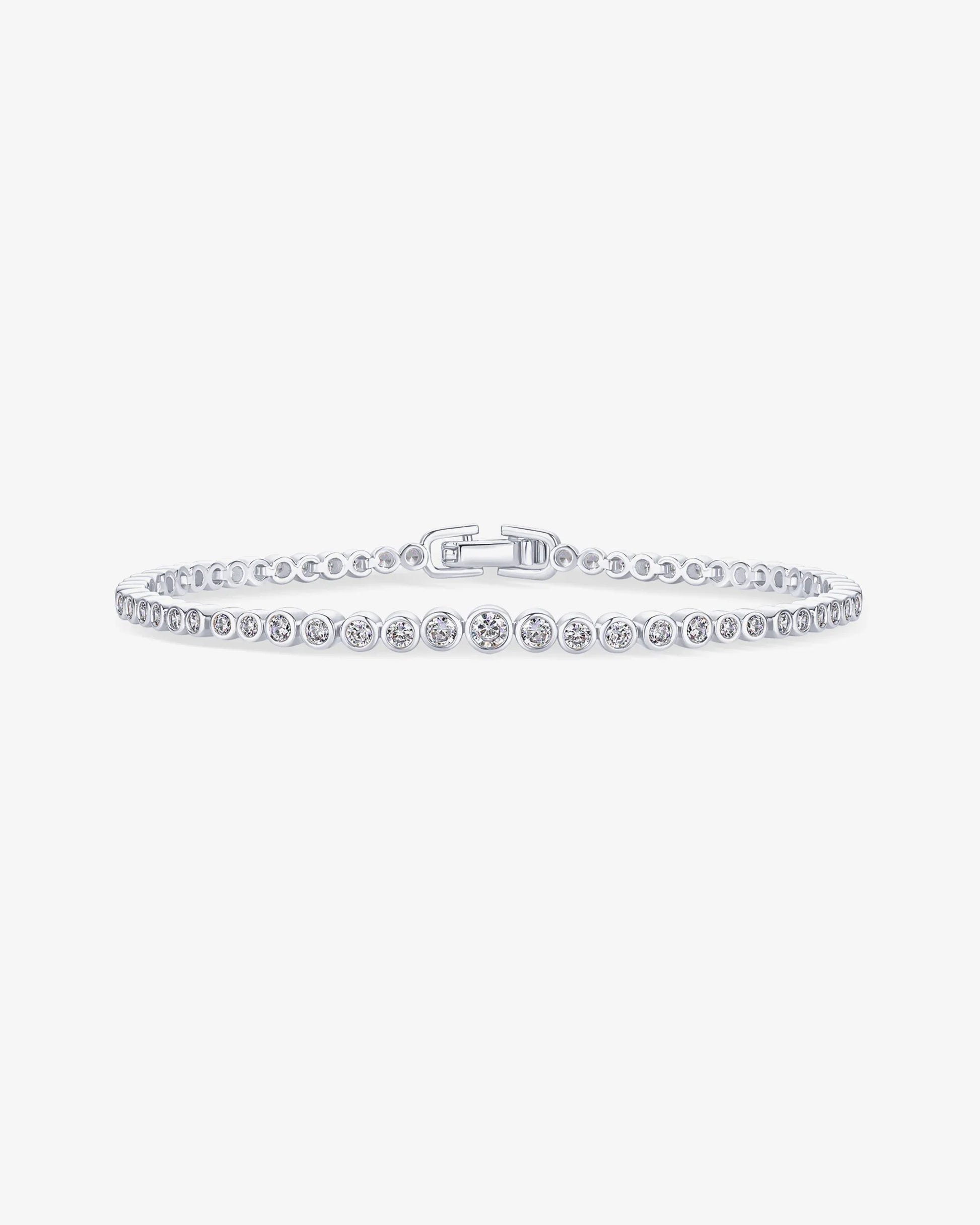 Elegant 925 Silver Circle Tennis Bracelet with Round-Cut Sparkling Stones