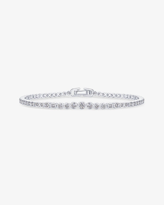 Elegant 925 Silver Circle Tennis Bracelet with Round-Cut Sparkling Stones
