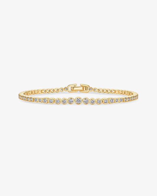 Elegant Gold-Plated Circle Tennis Bracelet with Sparkling Precision-Cut Stones
