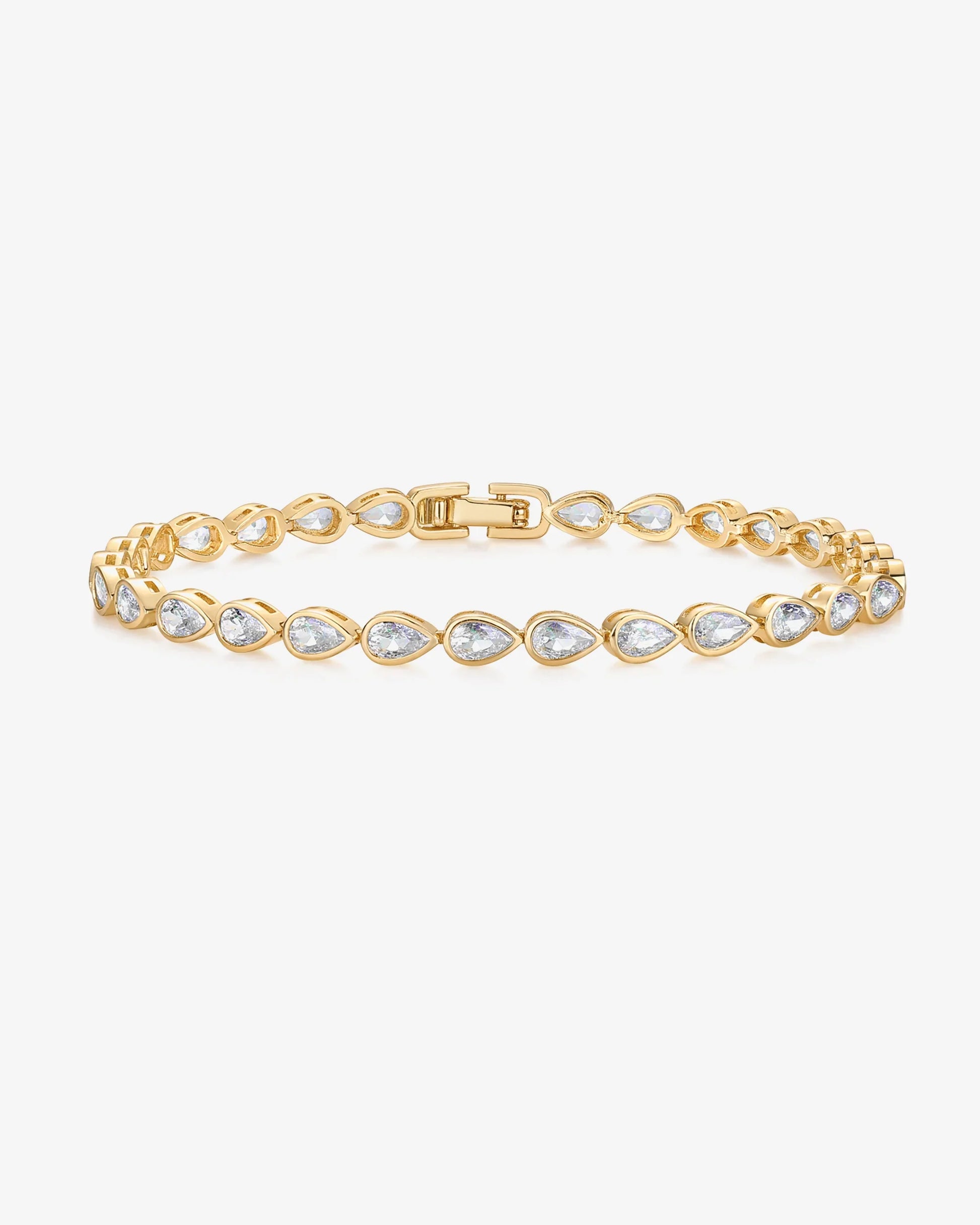 Elegant Gold-Plated Teardrop Tennis Bracelet for Women – Timeless Sparkle