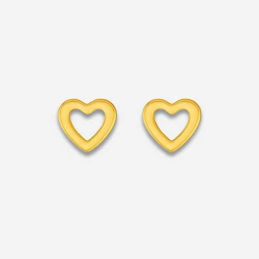 LOVE - HEART OUTLINE EARRINGS / GOLD