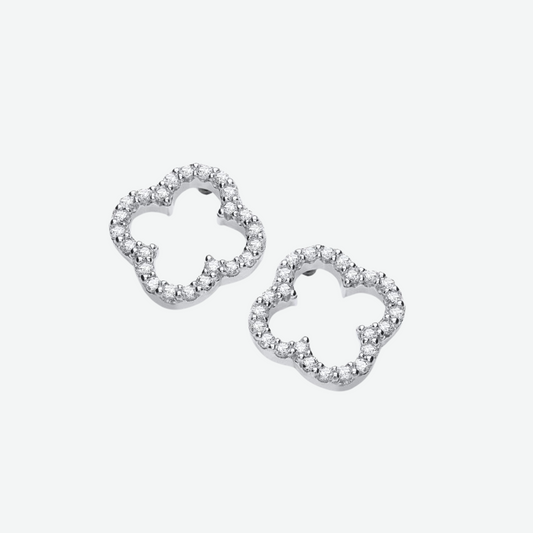 TRINITY - OPEN STUD EARRINGS / WHITE GOLD DIAMOND
