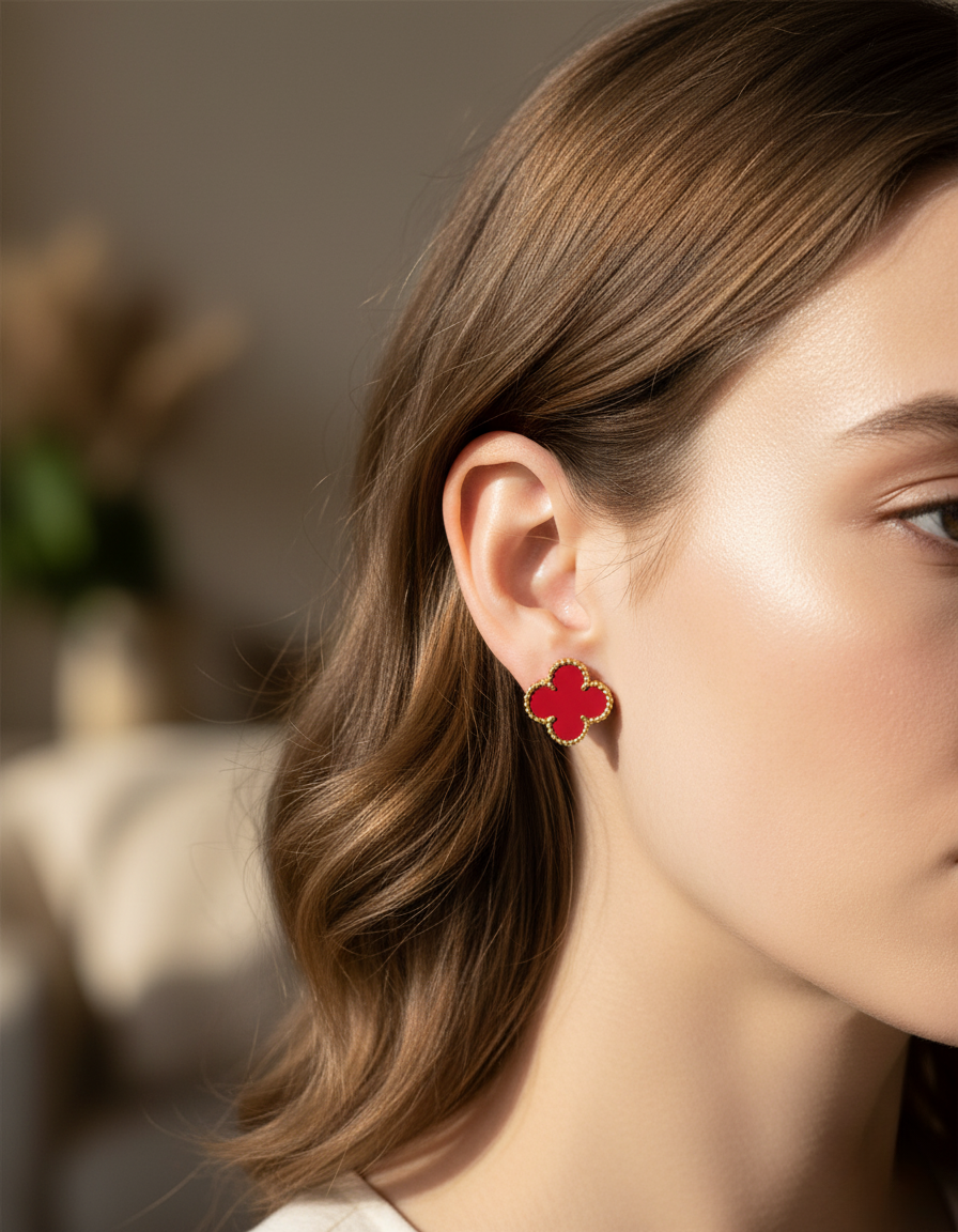 AMOUR STUD EARRINGS GOLD / RED