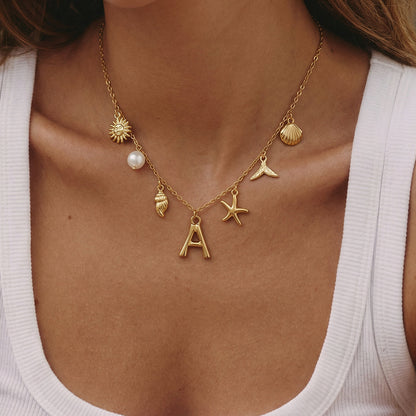Gold Ocean Letter Necklace