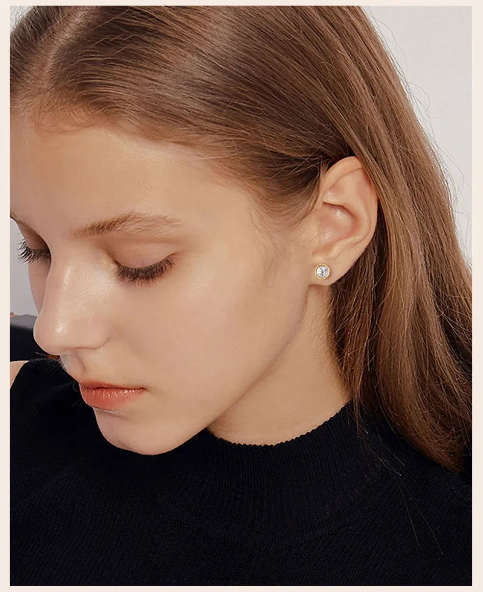 ROUND CUBIC STUD EARRINGS