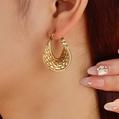 SCULPTED WEAVE HOOP EARRINGS