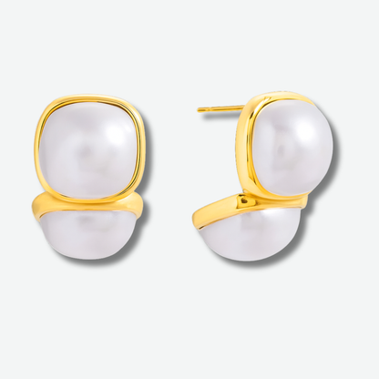 THE DOUBLE PEARL STUD EARRINGS