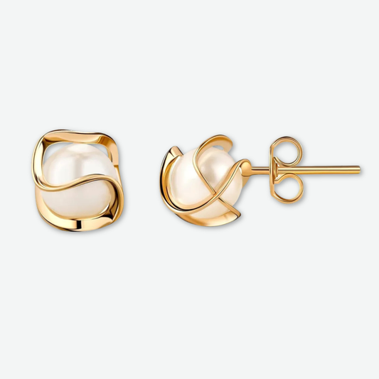 CAGED PEARL STUD EARRINGS