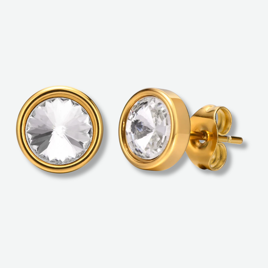 ROUND CUBIC STUD EARRINGS