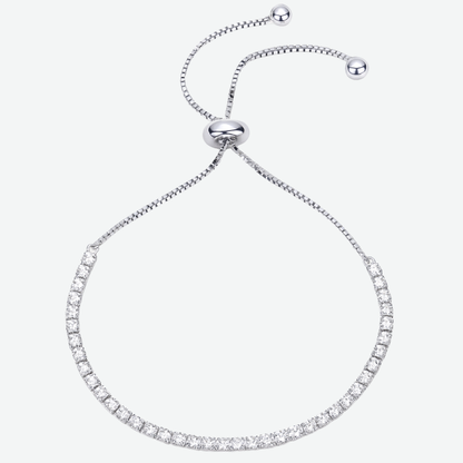 Elegant Adjustable Silver Cubic Zirconia Half-Full Tennis Bracelet for Her