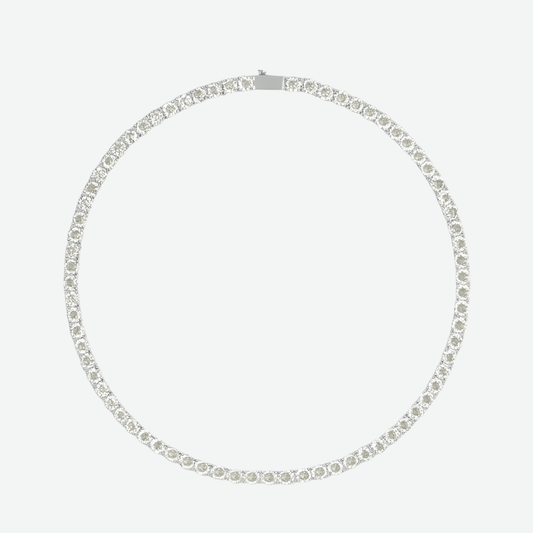 Sterling Silver Halo XL Tennis Necklace Sparkling Zirconia Dazzling Elegant Jewellery