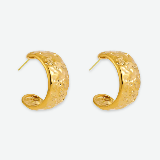 HAMMERED DOME HOOP EARRINGS