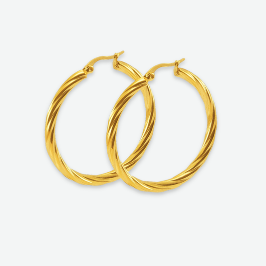 LARGE TWIST HOOP EARRINGS