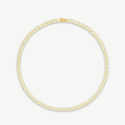 Halo XL Luxurious Gold Plated Tennis Necklace with Brilliant 5mm Stones