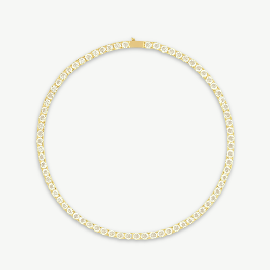 Halo XL Luxurious Gold Plated Tennis Necklace with Brilliant 5mm Stones