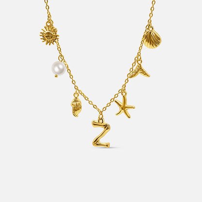 Gold Ocean Letter Necklace