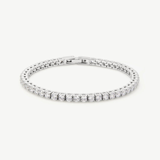 Timeless Halo Silver Tennis Bracelet Dazzling Brilliant Stones Elegant Everyday Sparkle