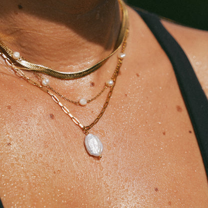 Hanalei Pearl Coin Paperclip Necklace (Bundle)